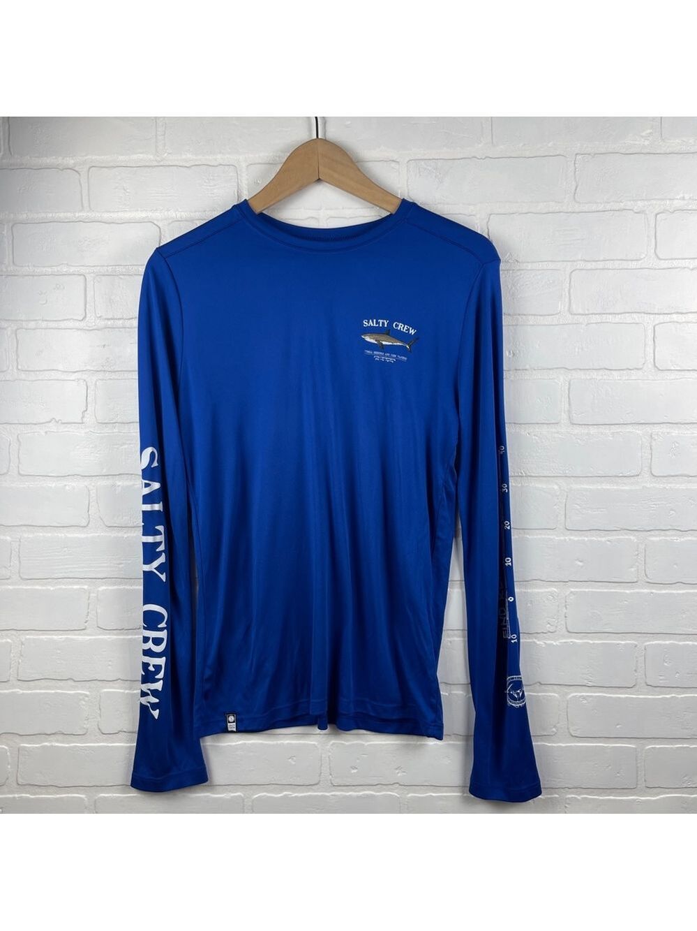 Salty Crew Fishing Sun Shirt long sleeve Royal Blue Shark Graphic tee upf XL